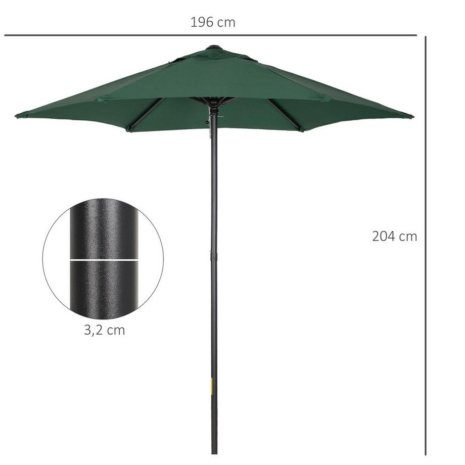 Northio Ombrellone Ø196 cm, ombrellone con funzione pieghevole, ombrellone da balcone esagonale, ombrellone da spiaggia, antivento, ombrellone da mercato stabile, ombrellone a manovella, protezione solare per spiaggia, balcone, giardino, verde  