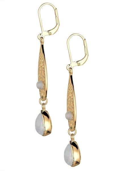 Elli  Boucles d'Oreilles Ornement Oriental Goutte Pierre De Lune 