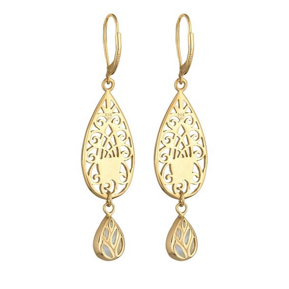 Elli  Boucles d'Oreilles Ornement Oriental Goutte Pierre De Lune 