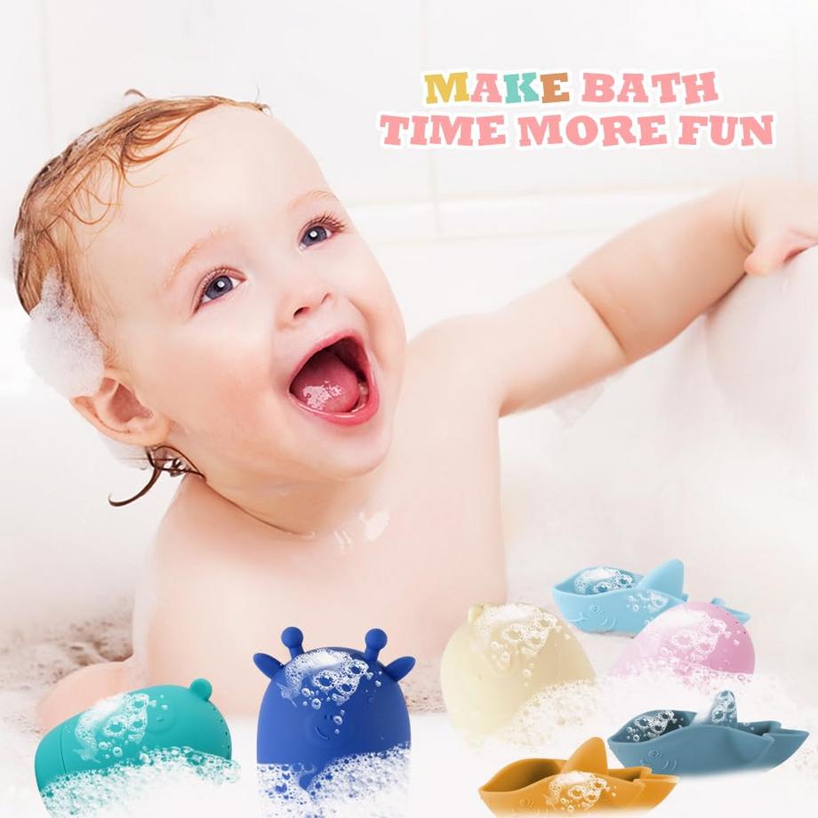 Activity-board  Jouets de bain, jouets de bain en silicone 7 pièces, jouets d'eau pour bébé sans BPA 