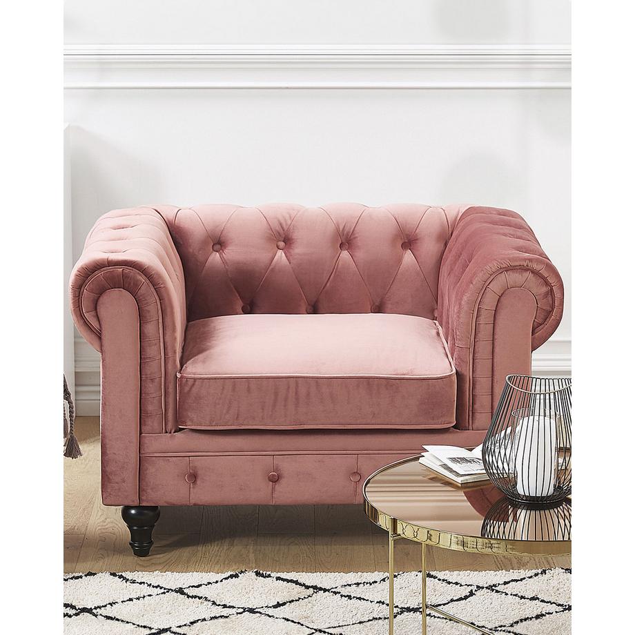 Beliani Fauteuil en Velours Glamour CHESTERFIELD  