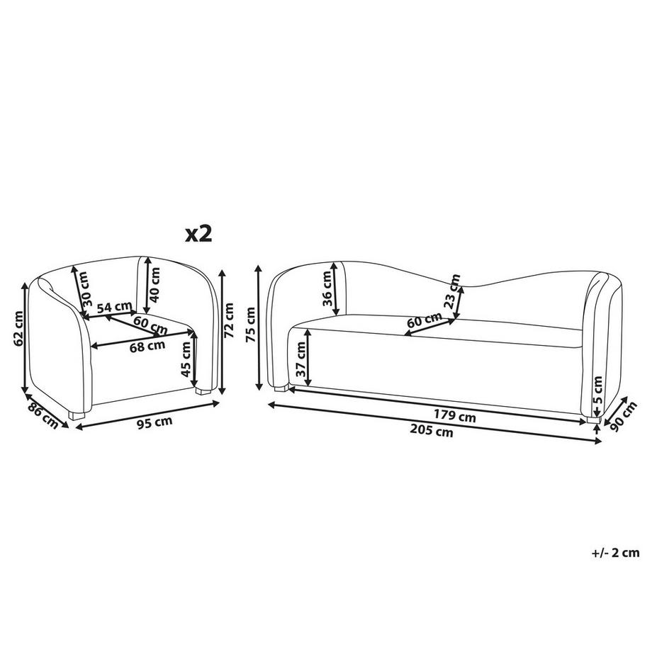Beliani Set da salotto en Velluto Moderno VELTADA  