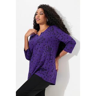 Ulla Popken  Shirt, Tupfen, Tunika-Ausschnitt, 3/4-Arm 