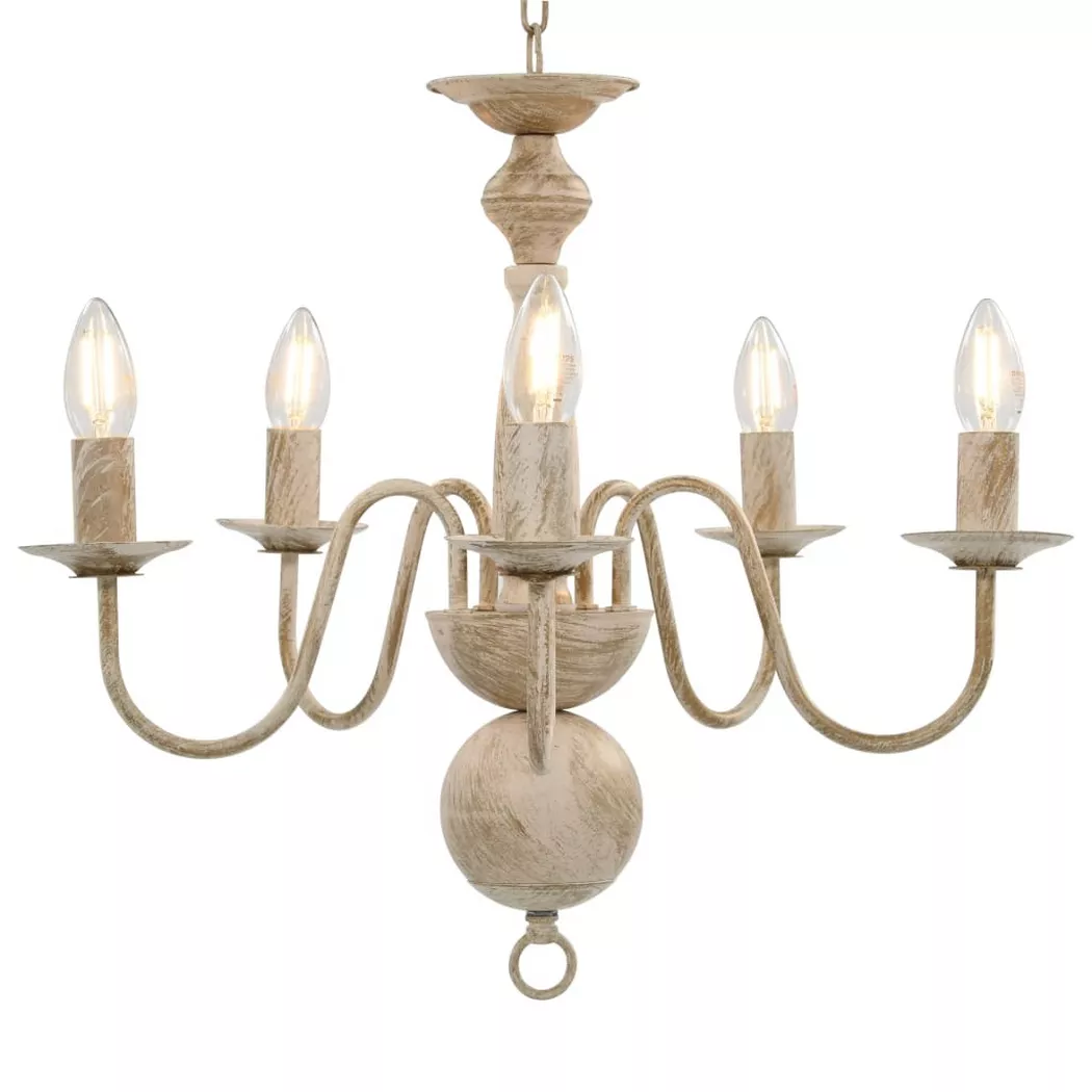 Vidaxl - Lustre Blanc antique 5 ampoules E14
