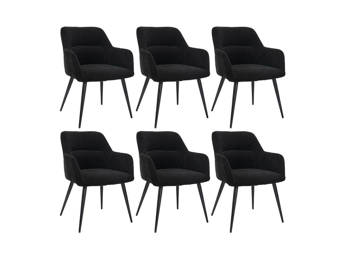 Vente-unique Lotto di 6 sedie HEKA con braccioli Tessuto e metallo Nero  