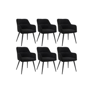 Vente-unique Lotto di 6 sedie HEKA con braccioli Tessuto e metallo Nero  