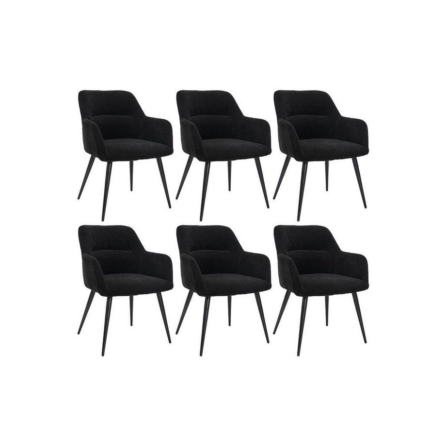 Vente-unique Lot de 6 chaises Avec accoudoirs Tissu métal HEKA  