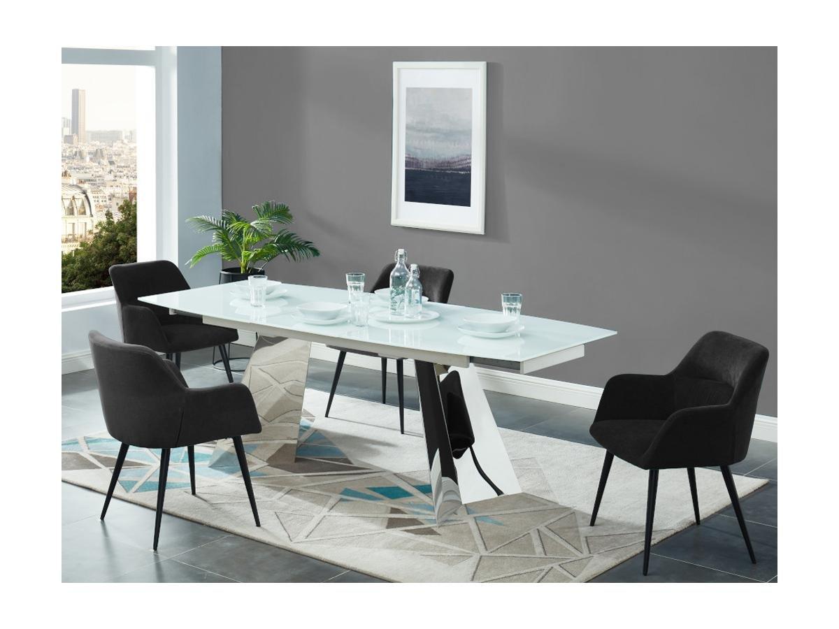 Vente-unique Lotto di 6 sedie HEKA con braccioli Tessuto e metallo Nero  