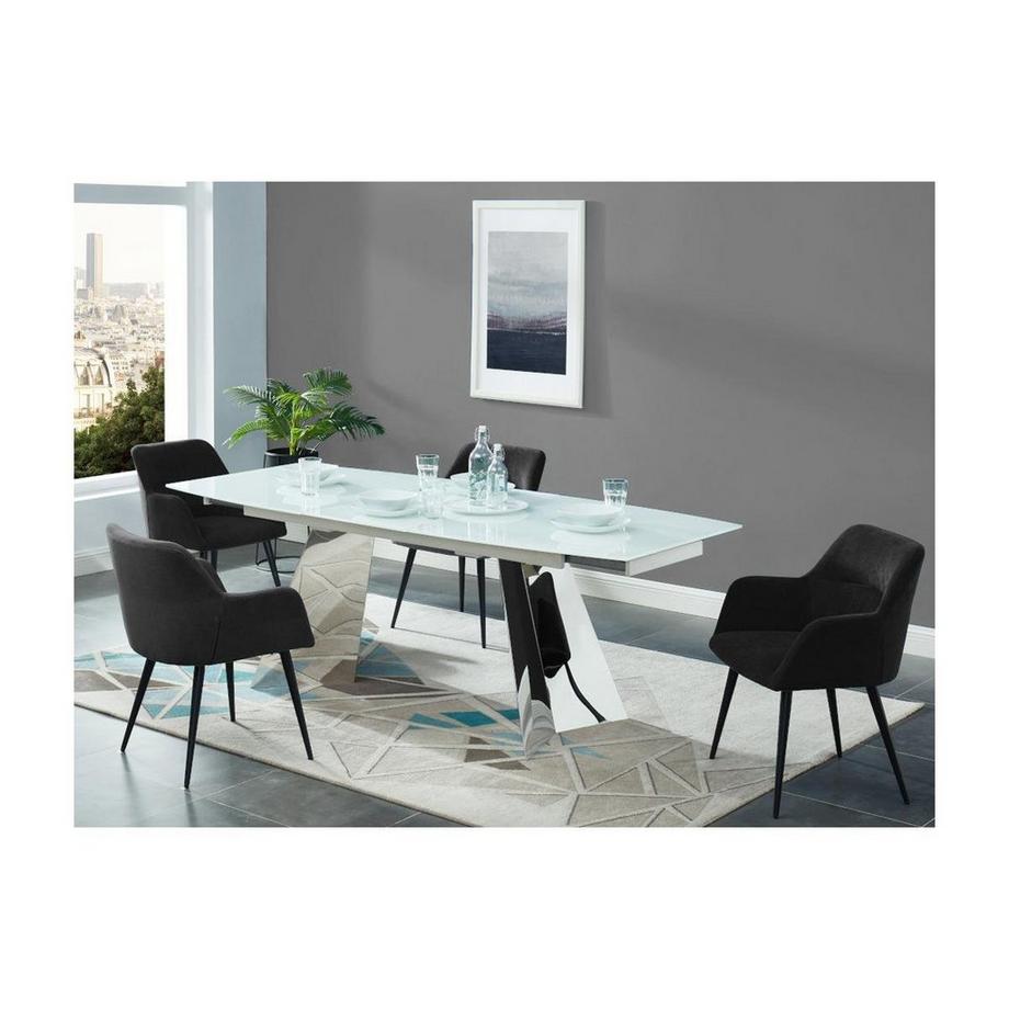 Vente-unique Lot de 6 chaises Avec accoudoirs Tissu métal HEKA  