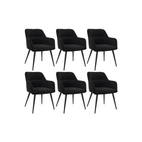 Vente-unique Lotto di 6 sedie HEKA con braccioli Tessuto e metallo Nero  