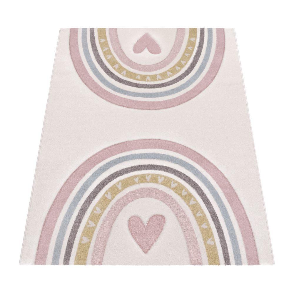 Paco Home Arc-en-ciel du tapis pour enfants avec motif de cœur  