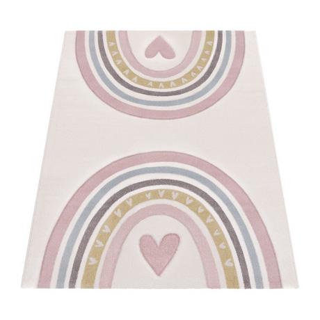 Paco Home Arc-en-ciel du tapis pour enfants avec motif de cœur  