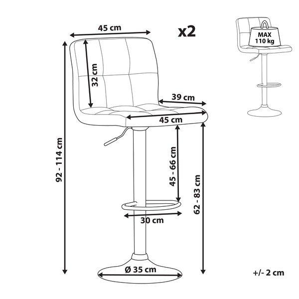 Beliani Lot de 2 chaises de bar en Polyester Moderne MARION  