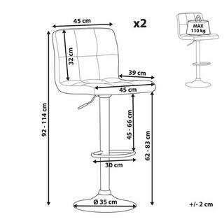 Beliani Lot de 2 chaises de bar en Tissu Moderne MARION  