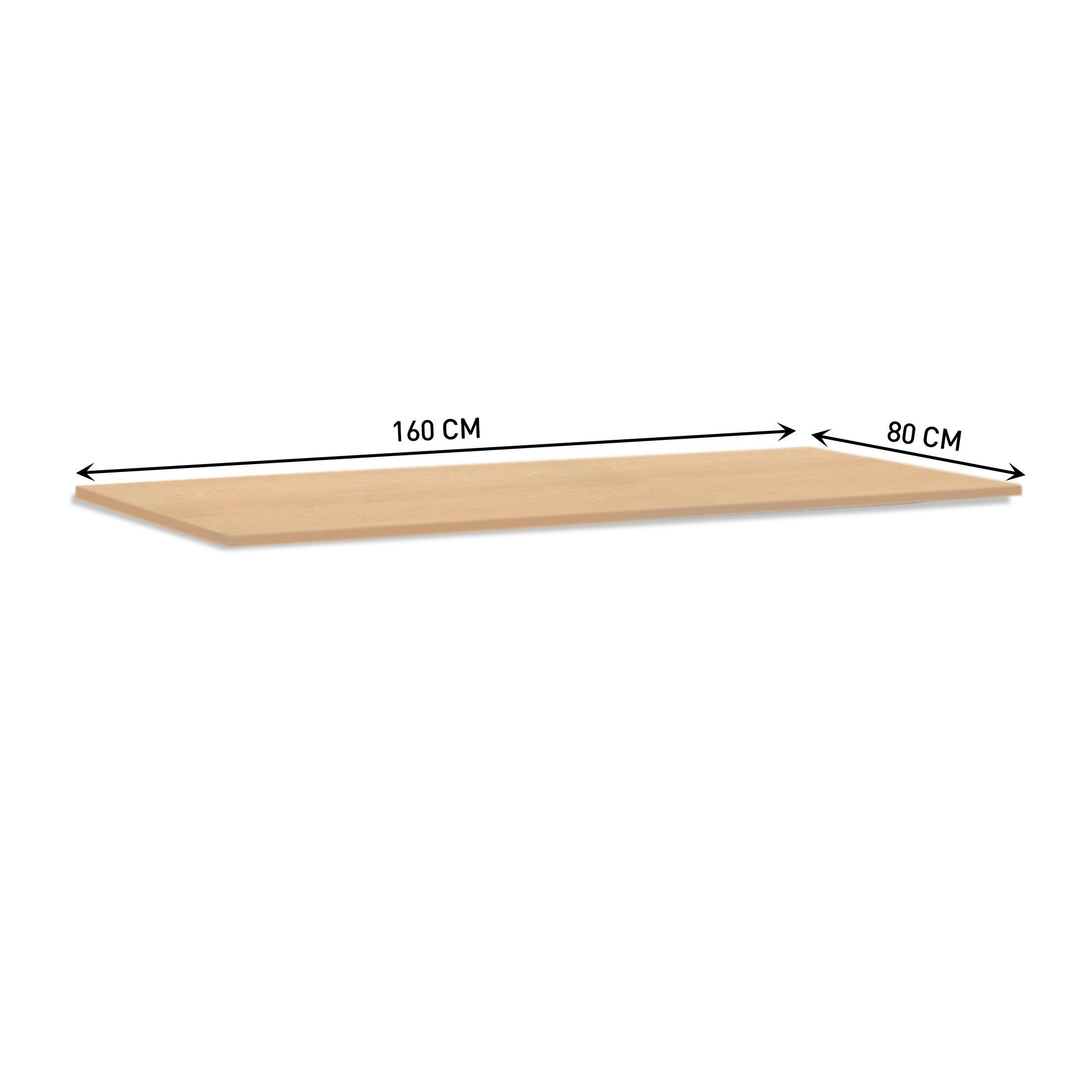 Contini  Tischplatte 1.6x0.80m rechteckig Ahorn Natur 