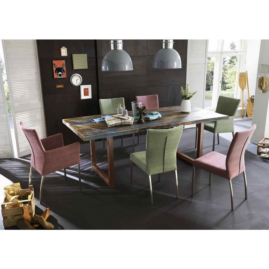 mutoni Massivholztisch 220x100 - Altholz lackiert bunt - Metall  