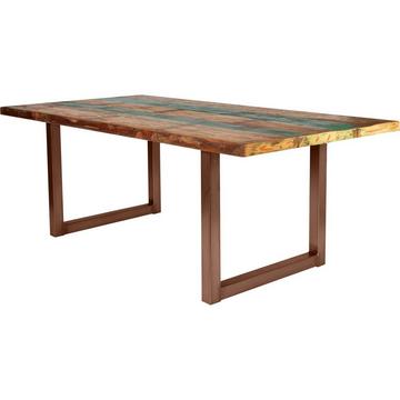 Table 220x100 cm - bois de récupération coloré - brun acier