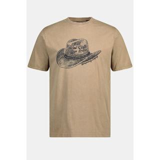 JP1880  T-Shirt, Halbarm, Vintage Look, Cowboy-Hut Print, Rundhals 