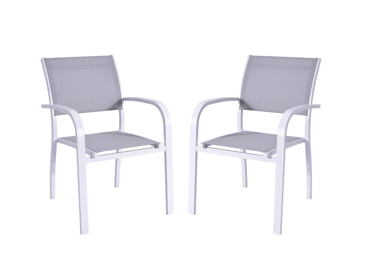 Vente-unique Lot de 2 fauteuils de jardin empilables en aluminium textilène Assise e PAIA  