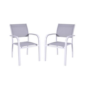 Lot de 2 fauteuils de jardin empilables en aluminium textilène Assise e PAIA