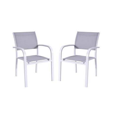 Vente-unique Lot de 2 fauteuils de jardin empilables en aluminium textilène Assise e PAIA  