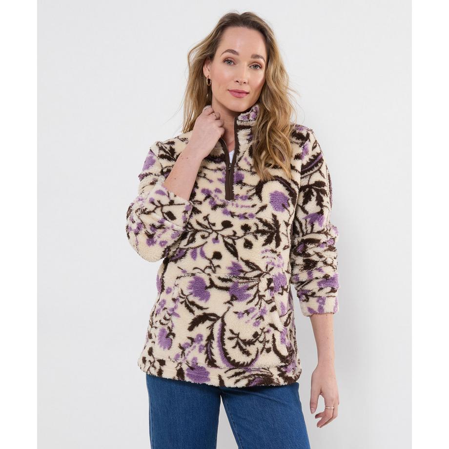 Jasmine Fleece mit Stehkragen und Blumenprint