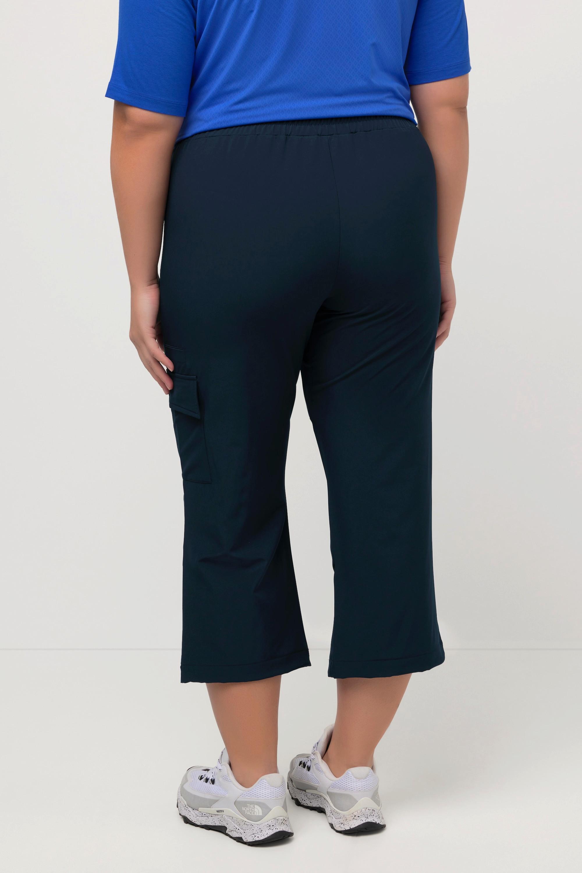 Ulla Popken  Pantaloni a 7/8 da golf idrorepellenti con cintura elastica e dettagli ad alta visibilità 