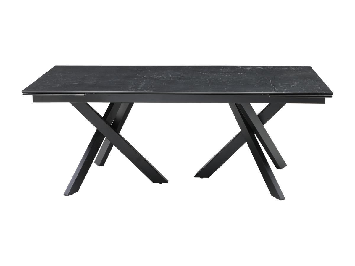 Vente-unique Tavolo da pranzo allungabile da 8 a 12 coperti in Vetro temperato e Ceramica Effetto marmo Nero - MARISO  