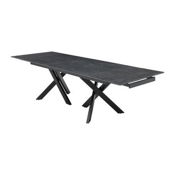 Tavolo da pranzo allungabile da 8 a 12 coperti in Vetro temperato e Ceramica Effetto marmo Nero - MARISO