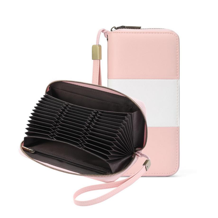 Portefeuille Porte-Cartes avec Sac de Poignet pour Téléphone Portable Bloquant RFID de Grande Capacité