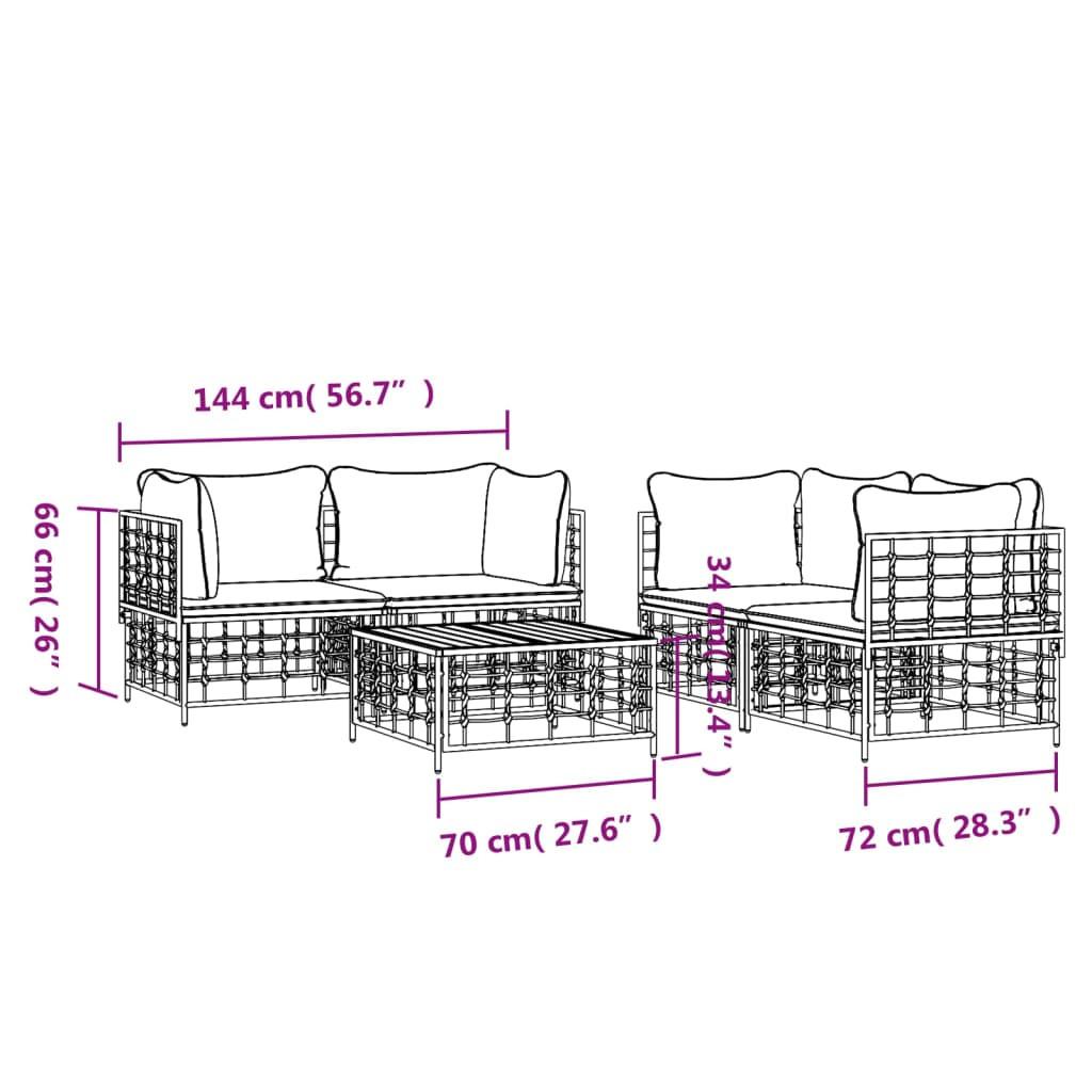 VidaXL set mobili da giardino Polirattan  