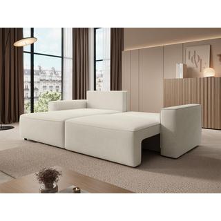 Vente-unique Canapé d'angle gauche convertible en tissu texturé beige VESATO  