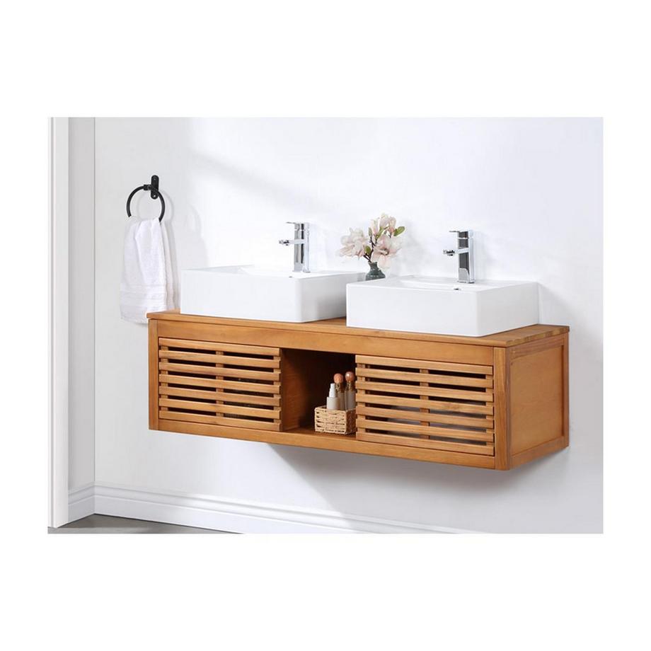 Vente-unique Mobile bagno sospeso con lavabo doppio 1 Antracite PENEBEL  