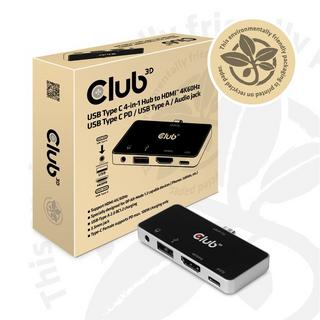 Club3D  CSV-1591 replicatore di porte e docking station per notebook USB 3.2 Gen 1 (3.1 Gen 1) Type-C Nero, Cromo 