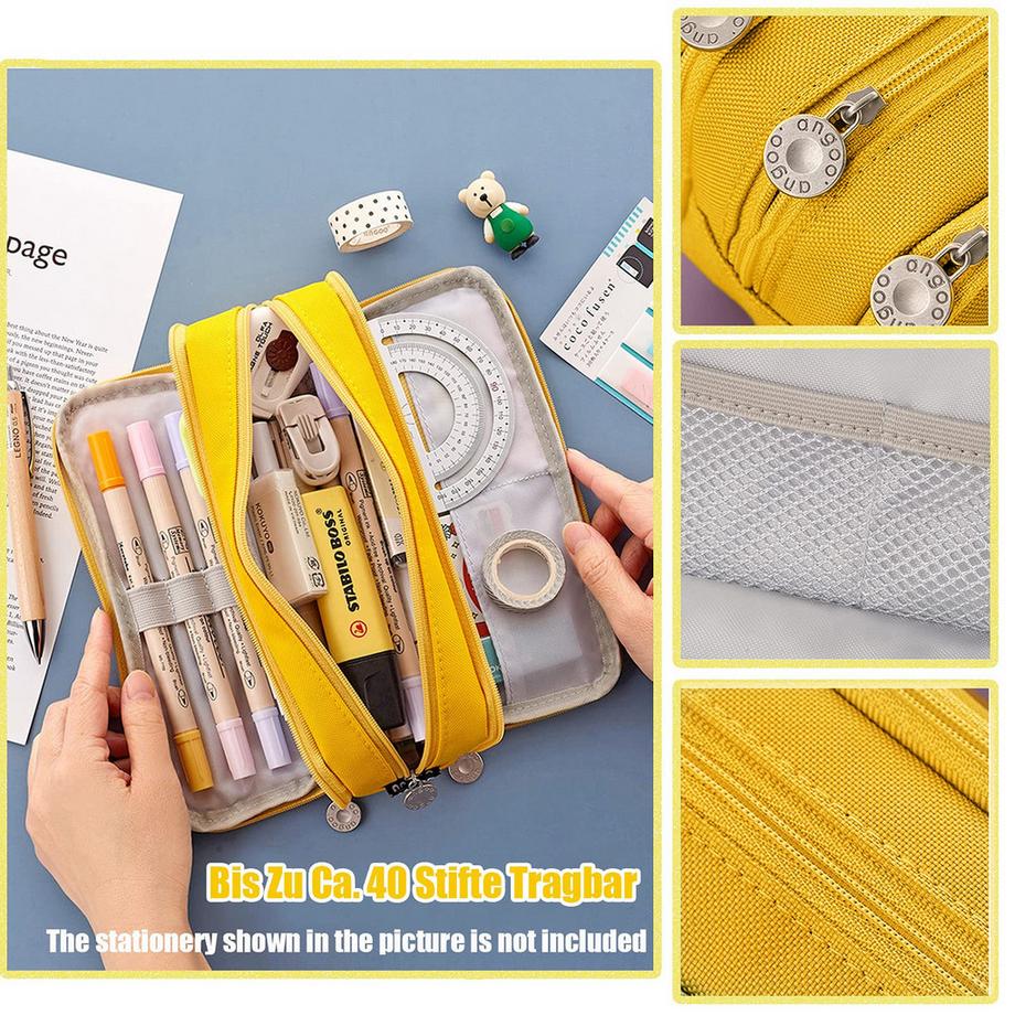 Only-bags.store Trousse à crayons Trousse à crayons pour adolescents 3 compartiments, Trousse à crayons de grande capacité pour l'école et le bureau  