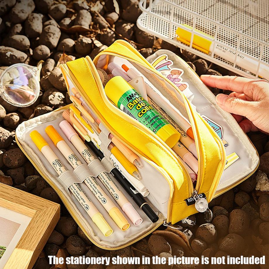 Only-bags.store Trousse à crayons Trousse à crayons pour adolescents 3 compartiments, Trousse à crayons de grande capacité pour l'école et le bureau  