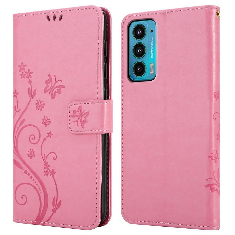 Cadorabo  Hülle für Motorola EDGE 20 Blumen Design Magnetverschluss 