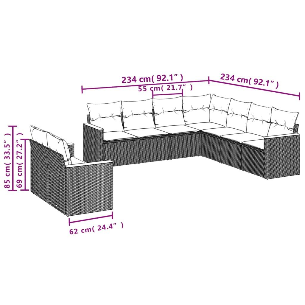 VidaXL set divano da giardino Polirattan  