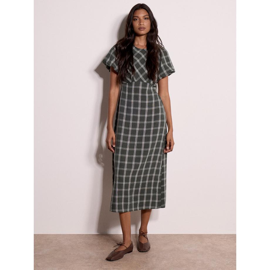 Karomuster-Midaxi-Kleid