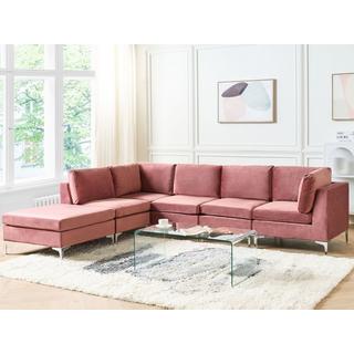 Beliani Ecksofa mit Ottomane aus Samtstoff Modern EVJA  