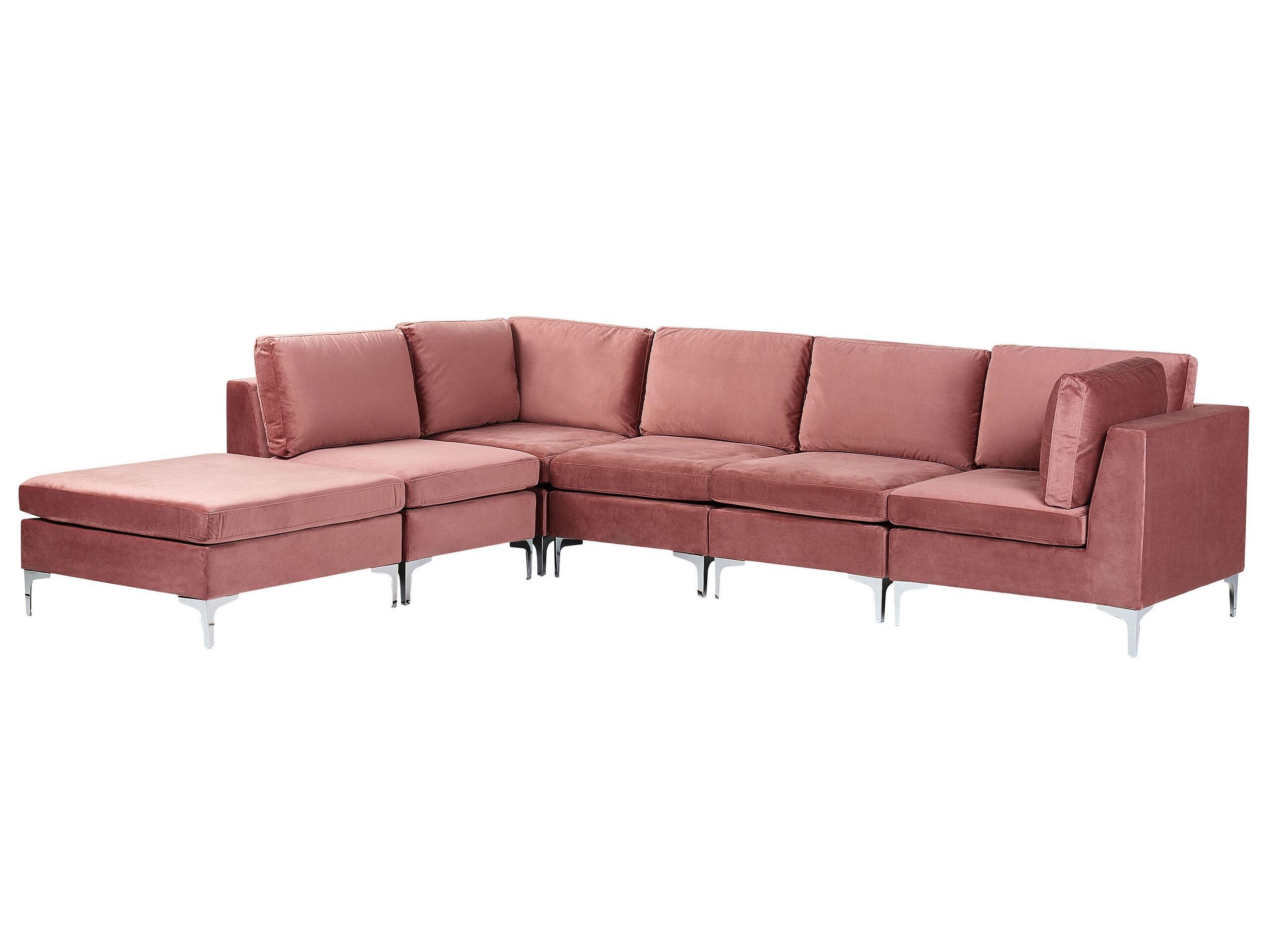 Beliani Ecksofa mit Ottomane aus Samtstoff Modern EVJA  