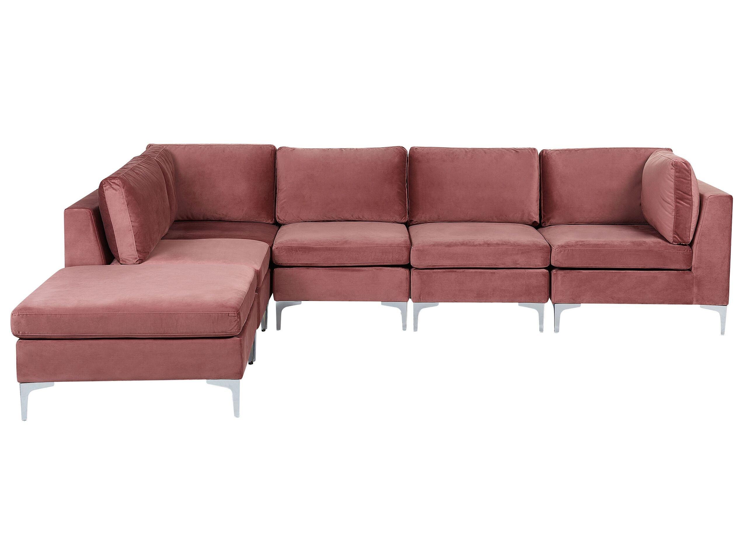 Beliani Ecksofa mit Ottomane aus Samtstoff Modern EVJA  