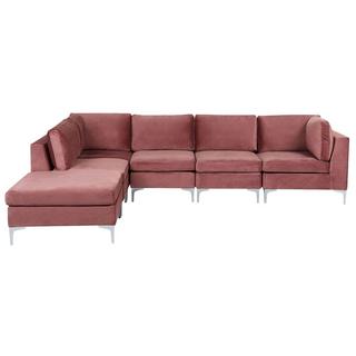 Beliani Ecksofa mit Ottomane aus Samtstoff Modern EVJA  