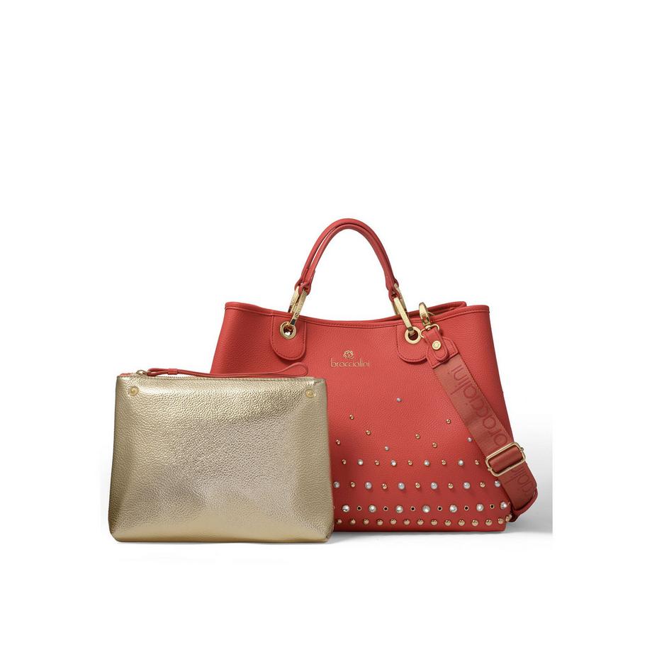 Braccialini Handtasche mit Nieten und Perlen  