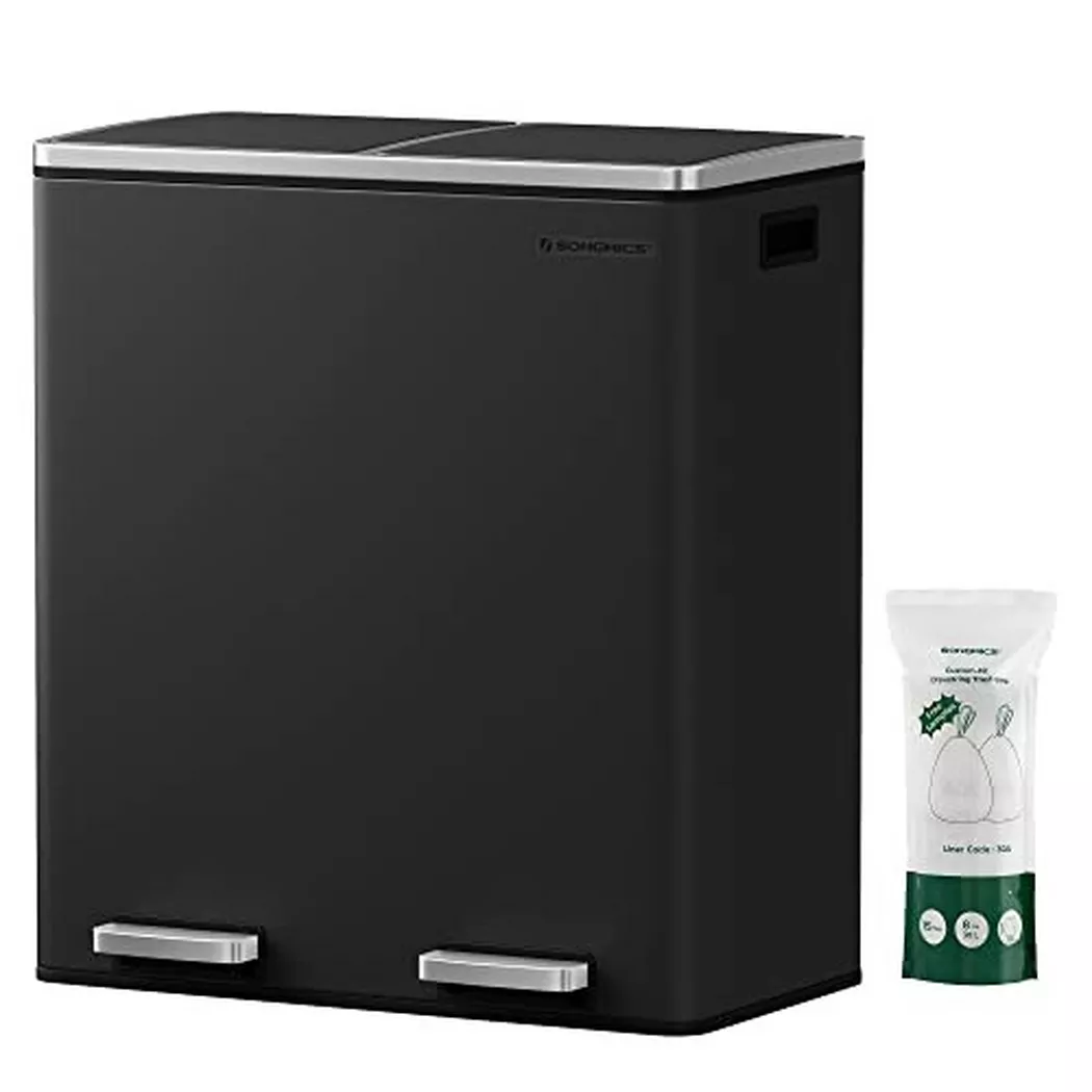 Pricenet – Treteimer mit 2 Fächern und Soft-Close-Deckel, 65 CM