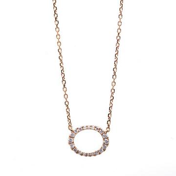 Collier 750/18K Rotgold Oval Diamant 0.14ct. 42 cm