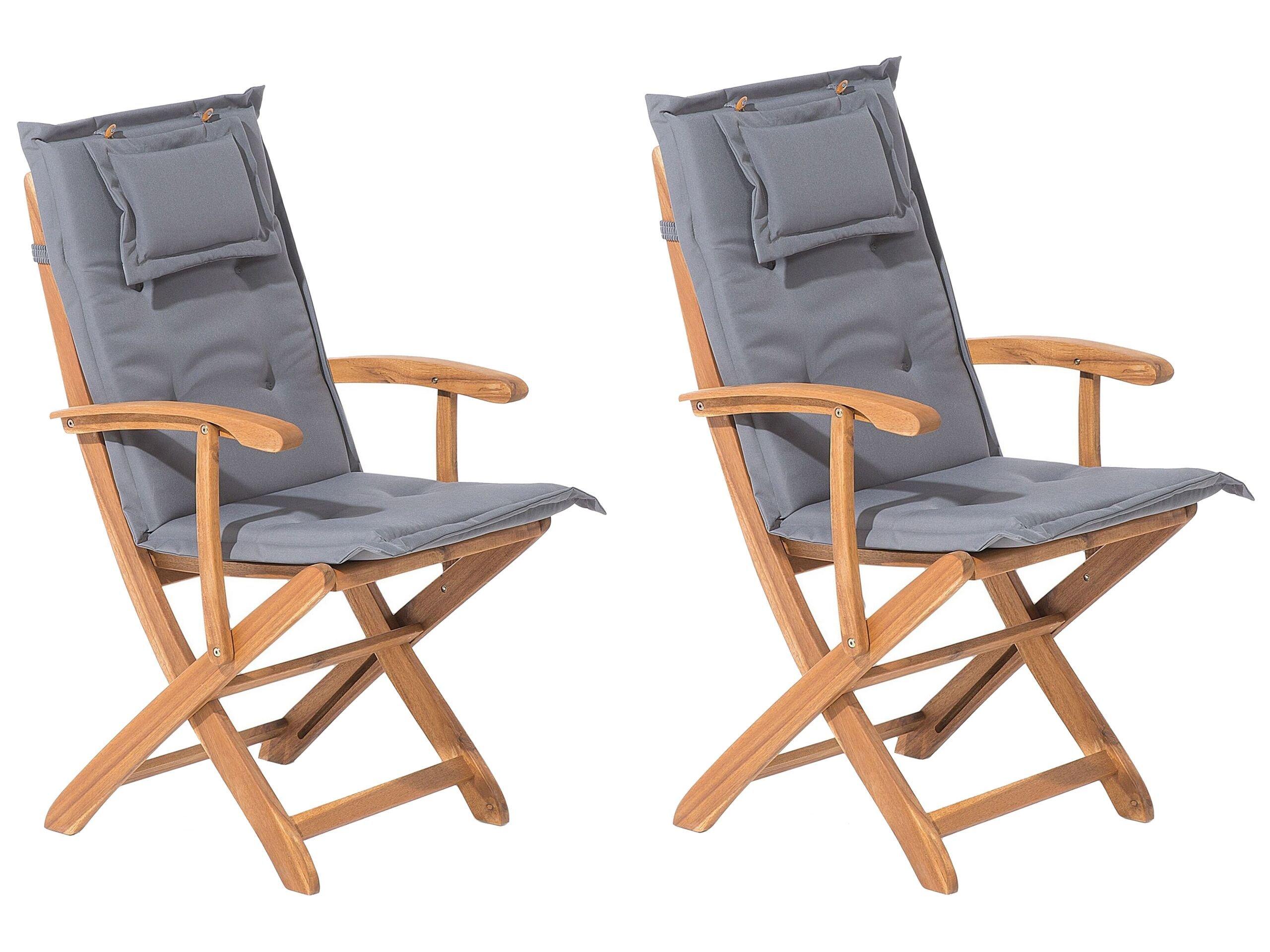 Beliani Lot de 2 chaises en Acacia Traditionnel MAUI  