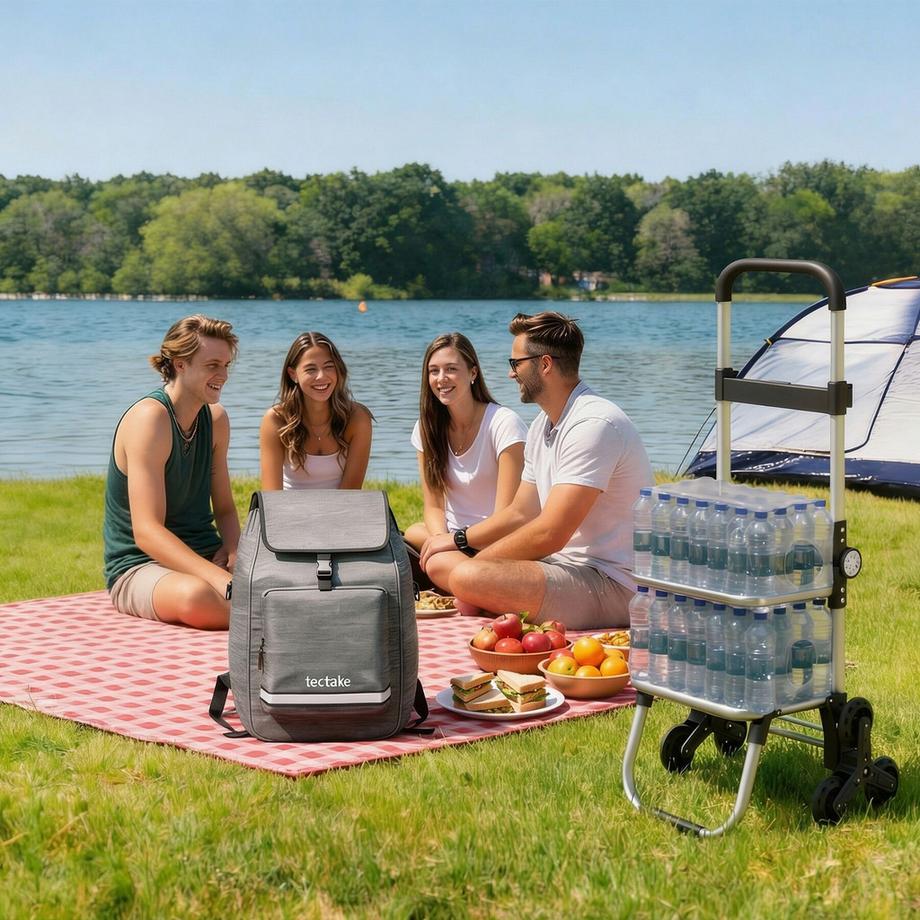 Tectake  Chariot de courses SHOPPER chariot 3 en 1 avec sac bandoulière et diable polyvalent, 56 L 