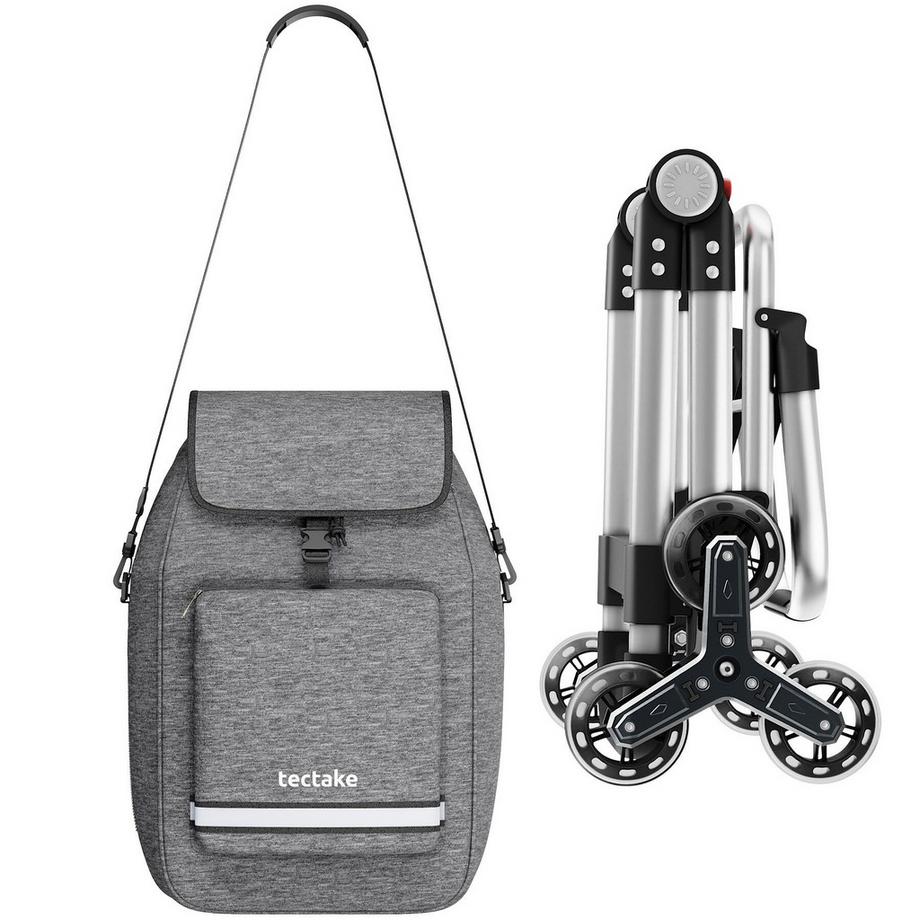 Tectake  Chariot de courses SHOPPER chariot 3 en 1 avec sac bandoulière et diable polyvalent, 56 L 