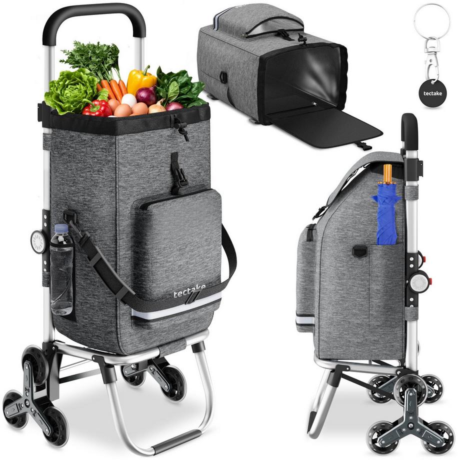 Tectake  Chariot de courses SHOPPER chariot 3 en 1 avec sac bandoulière et diable polyvalent, 56 L 